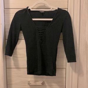 Black cleavage fitted shirt